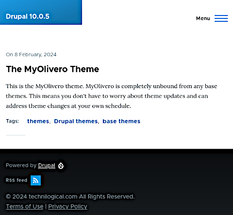 Screenshot of the MyOlivero Drupal theme