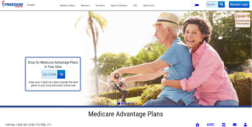 Freedom Health front page screen shot