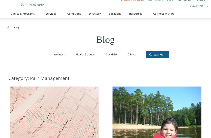 UT Health Austin front page screenshot